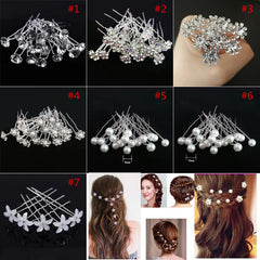 5PCS Wedding Bridal Pearl Rhinestone Flower Crystal Hair Pins