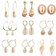 28 Style Gold Silver Color Cowrie Metal Sea Shell Earring For Women Shell Statement Earrings 2019 Summer Beach Jewelry