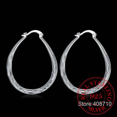 925 Sterling Silver Fish Pattern Circle Hoop Earrings