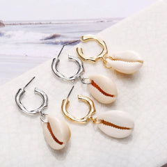 28 Style Gold Silver Color Cowrie Metal Sea Shell Earring For Women Shell Statement Earrings 2019 Summer Beach Jewelry