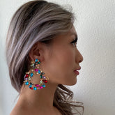 Colorful Statement Earrings Luxury Big Rhinestone Earrings