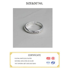 925 sterling silver Adjustable finger smile letters rings