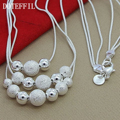 925 Sterling Silver Smooth Matte Beads Necklace Chain