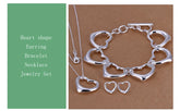 Love Heart 925 Sterling Silver Necklace Earrings Bracelet Jewellery Set