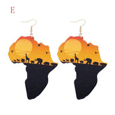Latest Ethnic Design Natural Wooden African Original Eco Animal Painted Pattern Earrings