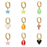 1piece mini star cross conch neon colorful style earrings