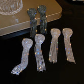 Luxury Statement Big Crystal Rhinestone Tassel Long Earrings
