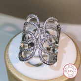 925 sterling silver geometric wrap winding big rings