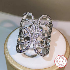 925 sterling silver geometric wrap winding big rings