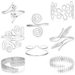 Boho Coil Upper Arm Band Cuff Armlets - Adjustable Gold and Siliver