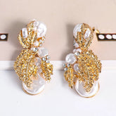 Various Pearl shapes Crystal Beaded Drop Statement Earrings
