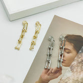 Long Chain Mosquito Coil Clip on Statement Metal Tassel Earring