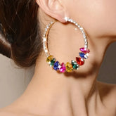 Luxury Multicolor Rhinestone Hoop Earrings – Bold Statement Round Circle Fashion Jewelry for Women | Gerchic