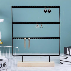 Wooden Base Metal Ear Studs Pendant Jewellery Holder Display Stand & Organizer