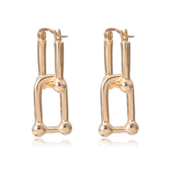Geometric Lock Clip Statement Earrings