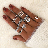 Vintage Women Crown starfish shell Branch fashion Rings