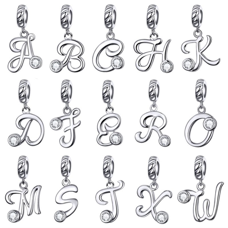 Sterling Silver Initial Charms | Petite Heart Shape Alphabet Letter Charm D