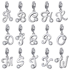 Alphabet A To Z Letter Shape Charms 925 Sterling Silver