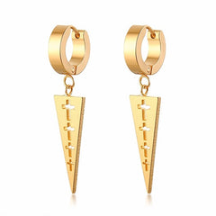 Black Dangling Triangle with Hollow Single Drop Earring