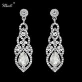Bridal Dangle Water Drop Crystal Clear Earrings
