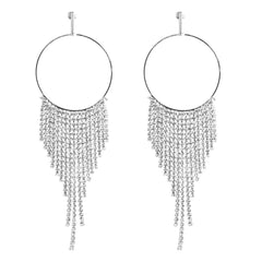 Long Rhinestone Evening Crystal Dangle Earring