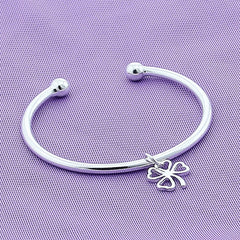 925 Sterling Silver Four-leaf Clover Bangle