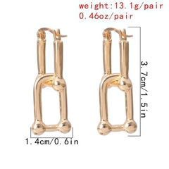 Geometric Lock Clip Statement Earrings