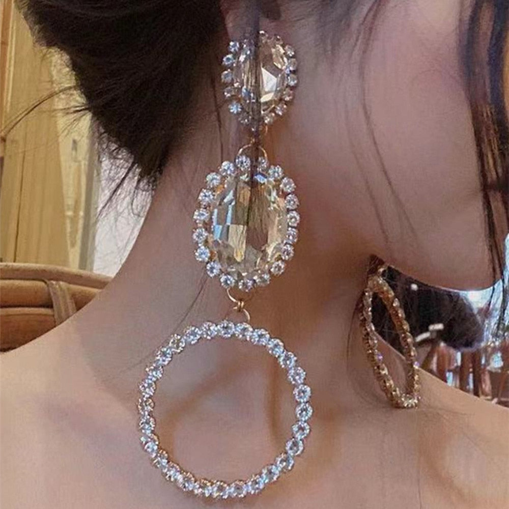 Elegant Big Rhinestone Dangle Earrings – GERCHIC STORE
