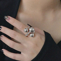 High Quality Silver & Gold Colour Creative Irregular Ball Exaggerated adjustable Rings