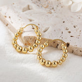 Gold Plated Bead Hoop Earrings