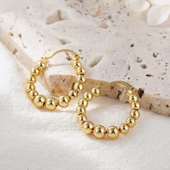 Gold Plated Bead Hoop Earrings