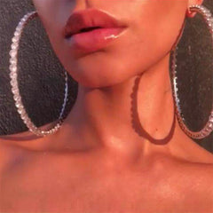 Exaggerated Big Crystal Hoop Chunky Earrings