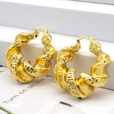 Statement Big Twist Hoop Earrings 24K Gold Plated
