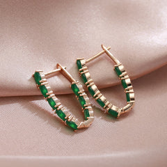 Green Rose Gold Vintage Luxury Drop Earrings