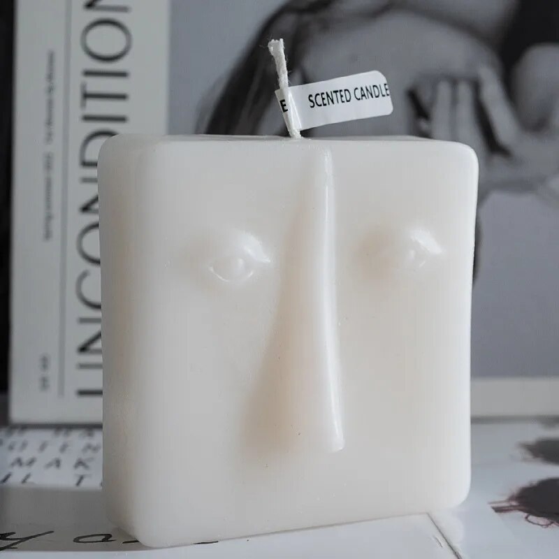 Home decor aesthetic candle, abstract simple face shaped scented table ornaments candle