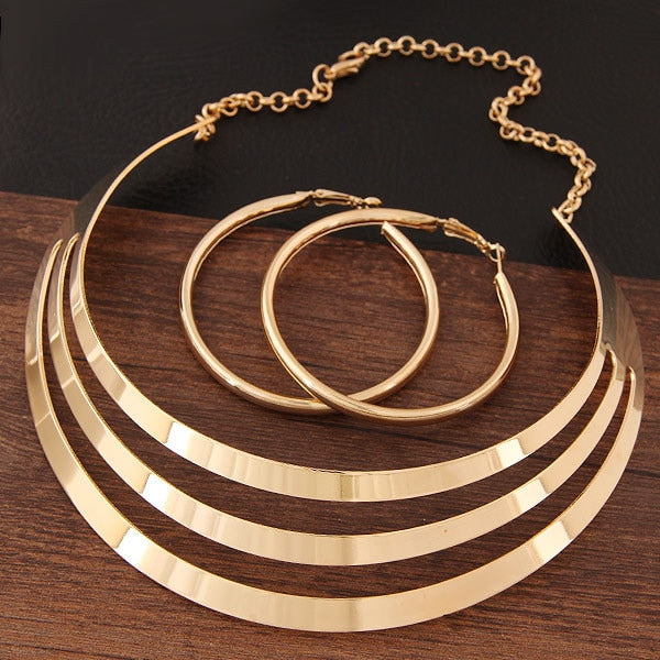 Gold Color long lasting Statement Jewelry Dressy set