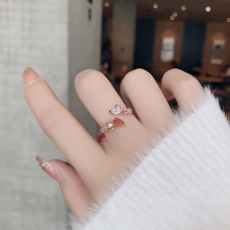 Fashion Micro-inlaid Crystal Zircon Rings Sweet Elegant Flower Rings