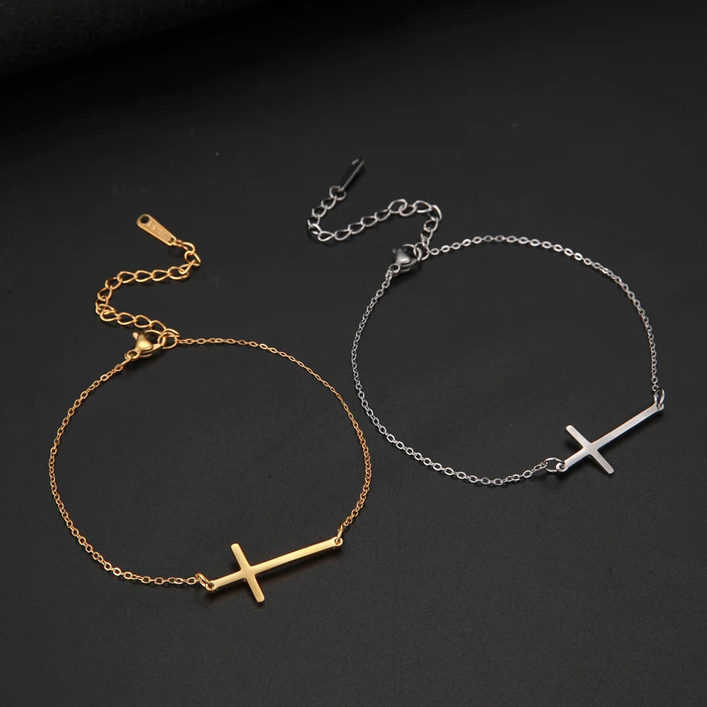 Cross Choker Necklace Charms Bracelet Jewelry Sets