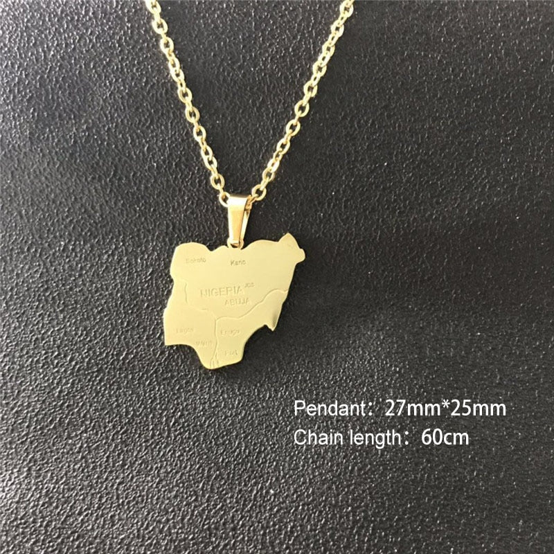 Quality Africa Congo Algeria Map Pendant Necklace & Chain