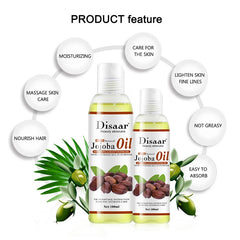 Natural Organic Jojoba Oil Anti Aging Firming Skin Face & Body Moisturizing Relaxing Massage Hair Repair Oil