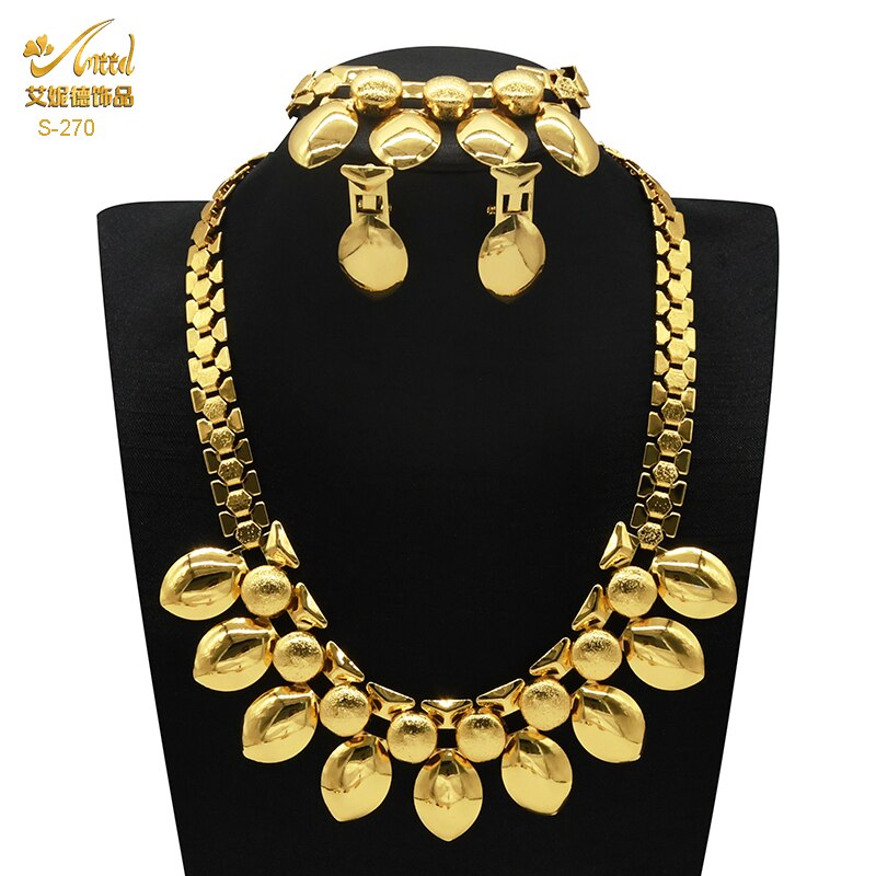 Luxury Chokers - 18K Gold Plated Necklace Earrings Bracelet Set