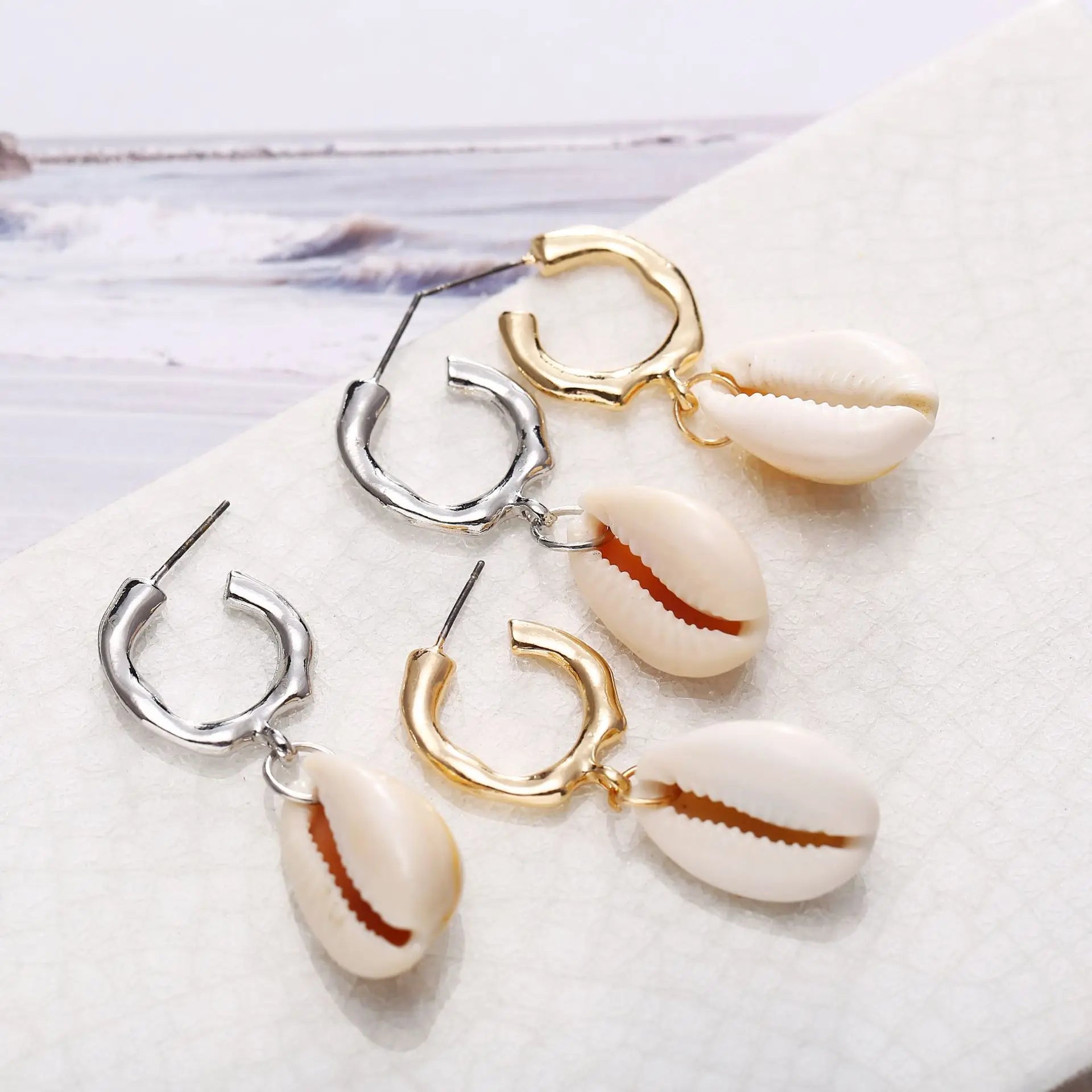 28 Style Gold Silver Color Cowrie Metal Sea Shell Earring For Women Shell Statement Earrings 2019 Summer Beach Jewelry