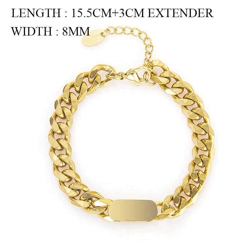 Stainless Steel High Quality Gold Plated Cuban Chain Bracelets & Bangles