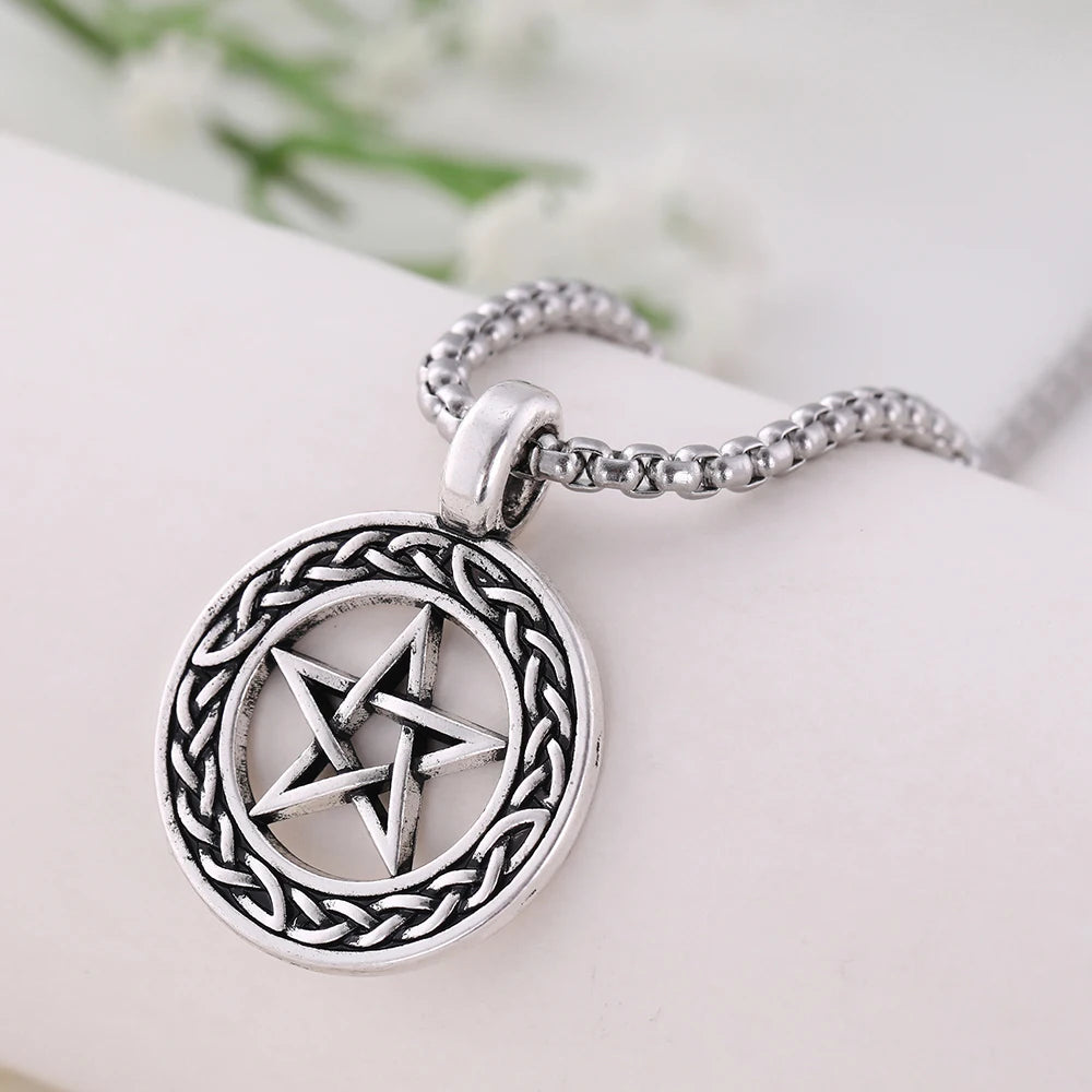 Stainless Steel Pentagram Pendant & Necklace Chain