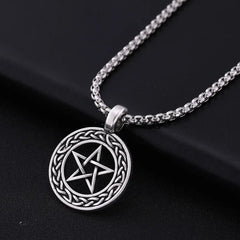 Stainless Steel Pentagram Pendant & Necklace Chain