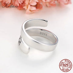 I AM ENOUGH Luxury Women Open Letter 925 Sterling Silver Rings