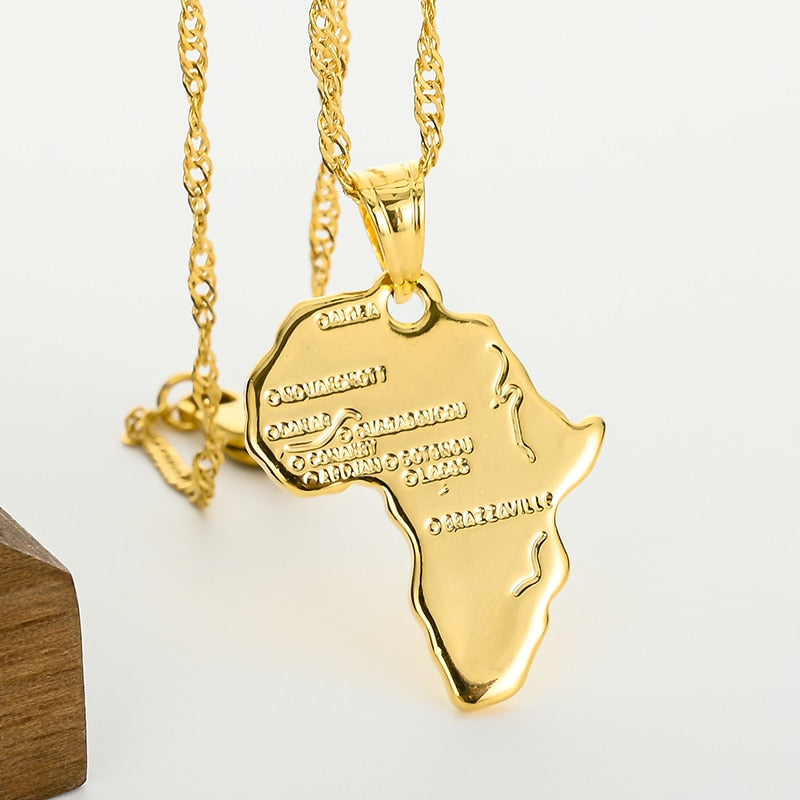 Quality Africa Congo Algeria Map Pendant Necklace & Chain