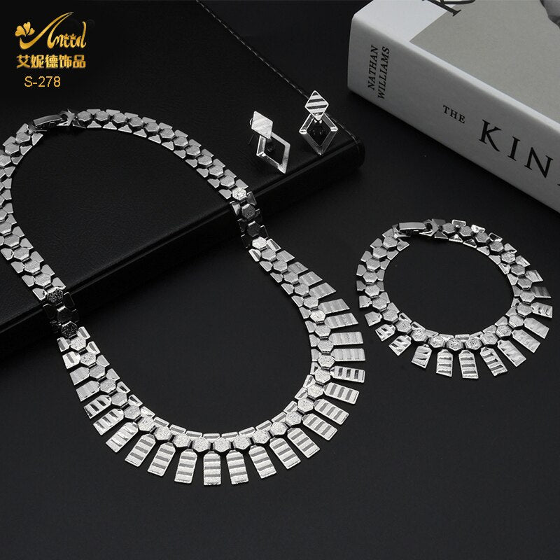 Luxury Chokers - 18K Gold Plated Necklace Earrings Bracelet Set