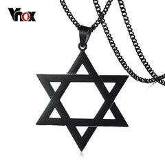 Stainless Steel Star of David Pendant Necklace Chain3 Colors Option