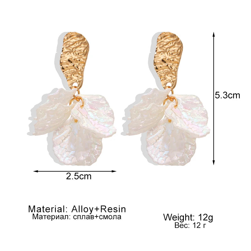 Fashion Statement Shell Petal Drop Flower Earrings